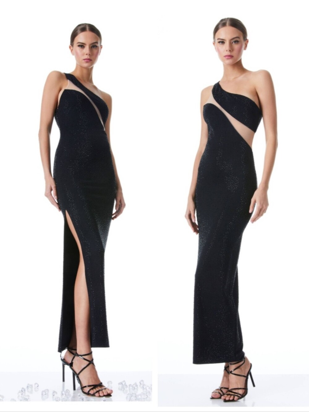 Alice + Olivia Mercedes Embellished One Shoulder long Dress Size 6 $595 - Picture 2 of 13
